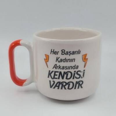 HER BAŞARILI KADININ ARKASINDA - ARYA ÇAY FİNCANI - TURUNCU SAP - 1