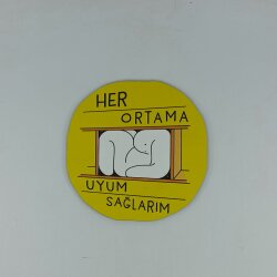 HER ORTAMA UYARIM -AHŞAP BARDAK ALTLIĞI - TEKLİ - 