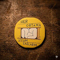 HER ORTAMA UYARIM -AHŞAP BARDAK ALTLIĞI - TEKLİ - 