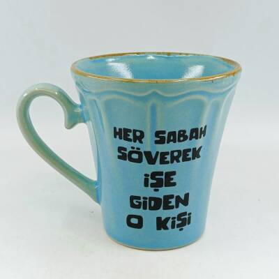 HER SABAH İŞE SÖVEREK GİDEN-KAMPANYALI KUPA - UZUN MAVİ - 1