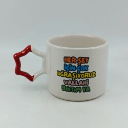 HER ŞEY İÇİN ÇOK UĞRAŞIYORUZ-YILDIZ KUPA - KIRMIZI SAP - 