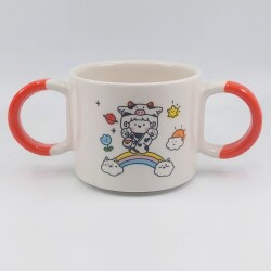 Hİ! CİVCİV AYI & İNEK KIZ-ÇOCUK KUPA - TURUNCU SAP - 