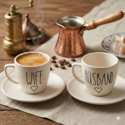 HUSBAND & WİFE-İKİLİ TÜRK KAHVESİ FİNCANI - TRANSPARAN - 1