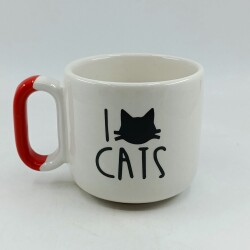 I LOVE CATS - ARYA ÇAY FİNCANI - KIRMIZI SAP - 