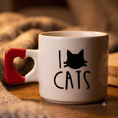 I LOVE CATS-KALP KUPA - KIRMIZI SAP - 1