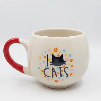 I LOVE CATS- RENKLİ - BALON KUPA - KIRMIZI SAP - 1