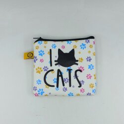 I LOVE CATS- RENKLİ-BOZUK PARA CÜZDANI - TEKLİ - 