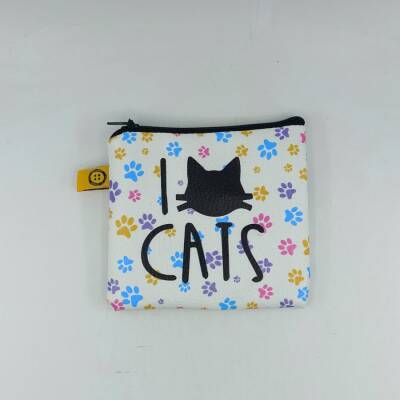 I LOVE CATS- RENKLİ-BOZUK PARA CÜZDANI - TEKLİ - 1