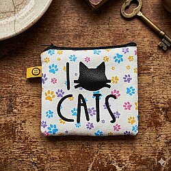 I LOVE CATS- RENKLİ-BOZUK PARA CÜZDANI - TEKLİ - 