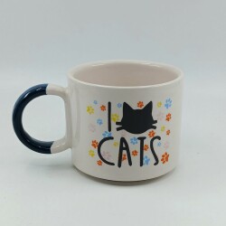 I LOVE CATS- RENKLİ - D KUPA - KOBALT SAP - 