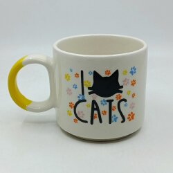 I LOVE CATS- RENKLİ - D KUPA - SARI SAP - 