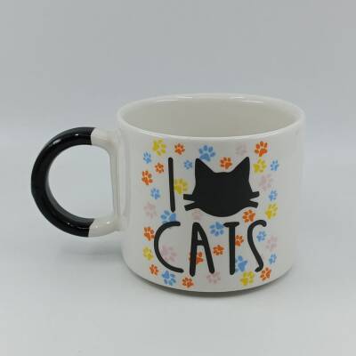 I LOVE CATS- RENKLİ - D KUPA - SİYAH SAP - 1