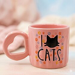 I LOVE CATS- RENKLİ-EROS KUPA - PEMBE SAP PEMBE GÖVDE - 