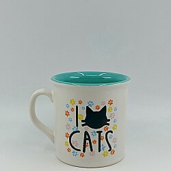 I LOVE CATS- RENKLİ-İDA KUPA - TRANSPARAN SAP TRANSPARAN GÖVDE MAVİ İÇ - 