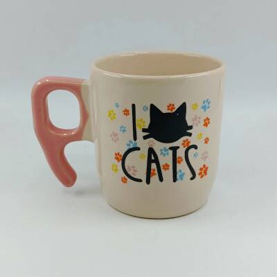 I LOVE CATS- RENKLİ-NONA KUPA - PEMBE SAP - 1