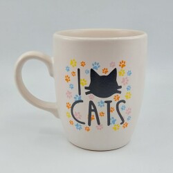 I LOVE CATS- RENKLİ - OVAL KUPA - TRANSPARAN SAP - 
