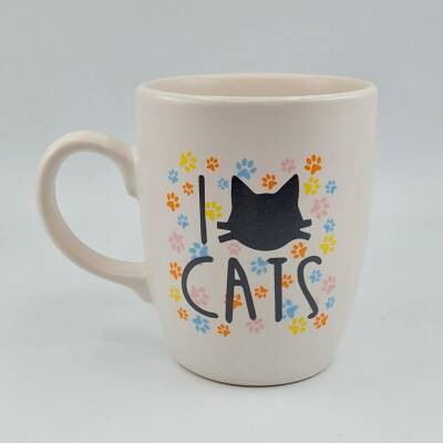 I LOVE CATS- RENKLİ - OVAL KUPA - TRANSPARAN SAP - 1