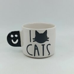 I LOVE CATS-SMİLE KUPA - SİYAH SAP - 