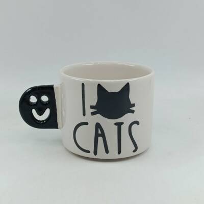 I LOVE CATS-SMİLE KUPA - SİYAH SAP - 1
