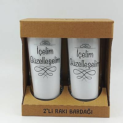 İÇELİM GÜZELLEŞELİM-İKİLİ RAKI BARDAĞI - ŞEFFAF - 1