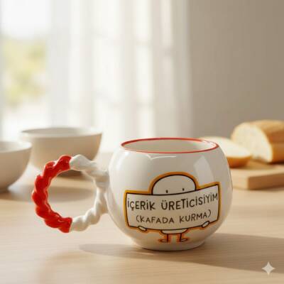 İÇERİK ÜRETİCİSİYİM (KAFADA KURMA)-BALONCUK KUPA - TURUNCU SAP - 1