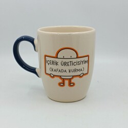 İÇERİK ÜRETİCİSİYİM (KAFADA KURMA)-OVAL KUPA - KOBALT SAP - 