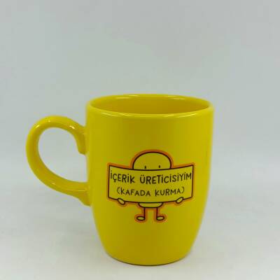 İÇERİK ÜRETİCİSİYİM (KAFADA KURMA)-OVAL KUPA - SARI SAP SARI GÖVDE SARI İÇ - 1