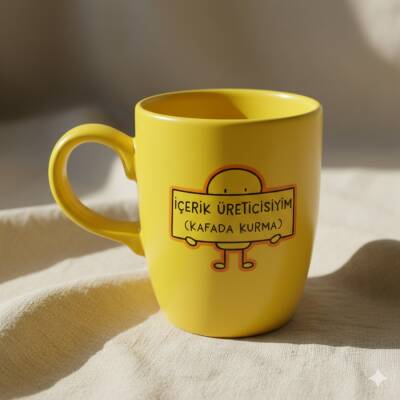 İÇERİK ÜRETİCİSİYİM (KAFADA KURMA)-OVAL KUPA - SARI SAP SARI GÖVDE SARI İÇ - 1