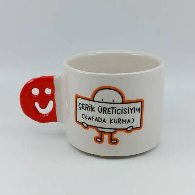 İÇERİK ÜRETİCİSİYİM (KAFADA KURMA)-SMİLE KUPA - TURUNCU SAP - 1