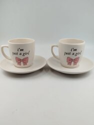 IM JUST A GİRL-İKİLİ TÜRK KAHVESİ FİNCANI - TRANSPARAN - 