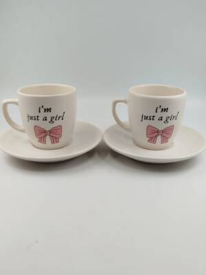 IM JUST A GİRL-İKİLİ TÜRK KAHVESİ FİNCANI - TRANSPARAN - 1