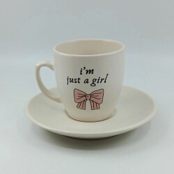 IM JUST A GİRL-KLASİK TÜRK KAHVESİ FİNCANI - TRANSPARAN GÖVDE - 