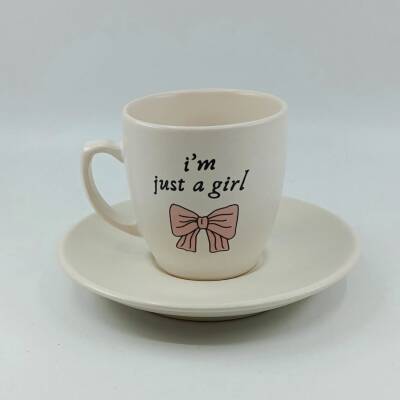 IM JUST A GİRL-KLASİK TÜRK KAHVESİ FİNCANI - TRANSPARAN GÖVDE - 1