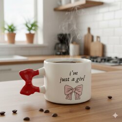 IM JUST A GİRL-KURDELE KUPA - KIRMIZI SAP - 