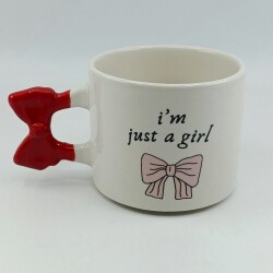 IM JUST A GİRL-KURDELE KUPA - KIRMIZI SAP - 