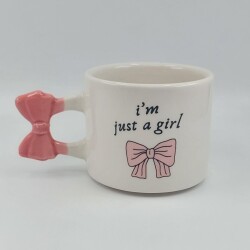 IM JUST A GİRL-KURDELE KUPA - PEMBE SAP - 