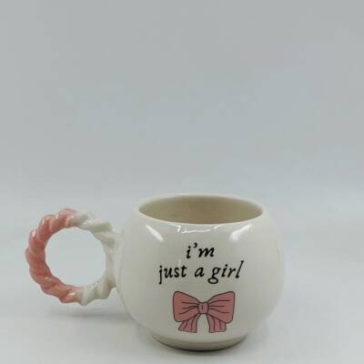 IM JUST A GİRL-ÖRGÜLÜ BALONCUK KUPA - PEMBE SAP - 1