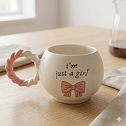 IM JUST A GİRL-ÖRGÜLÜ BALONCUK KUPA - PEMBE SAP - 