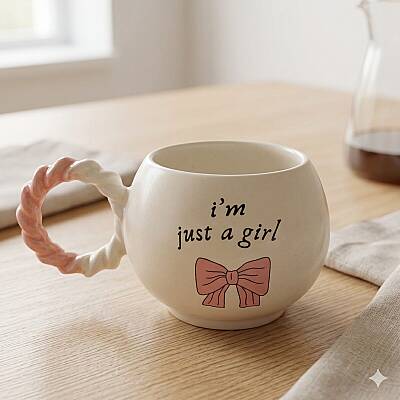 IM JUST A GİRL-ÖRGÜLÜ BALONCUK KUPA - PEMBE SAP - 1