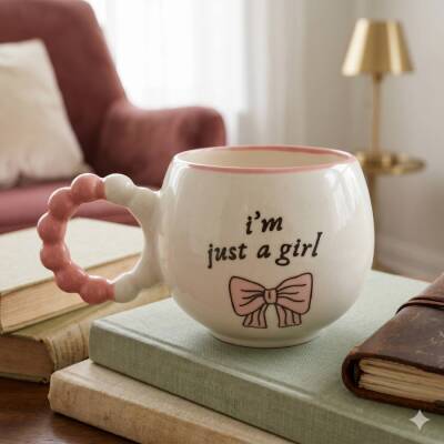 IM JUST A GİRL-PUF KUPA - PEMBE SAP PEMBE TURNET - 1