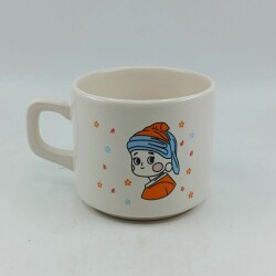 İNCİ KÜPELİ KIZ ÇİZİM-VENUS KUPA - TRANSPARAN - 