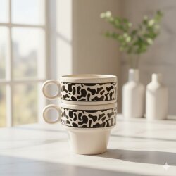 İNEK DESEN-İKİLİ ESPRESSO BARDAĞI - TRANSPARAN - 