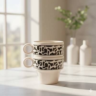 İNEK DESEN-İKİLİ ESPRESSO BARDAĞI - TRANSPARAN - 1