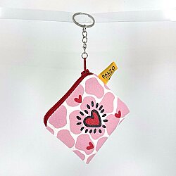 İNEK DESEN KALP EFEKT KALP-CHARM ANAHTARLIK - TEKLİ - 