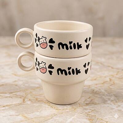 İNEK MİLK-İKİLİ ESPRESSO BARDAĞI - TRANSPARAN - 1