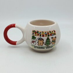 IŞIKLI KURABİYE ADAMLAR MUTLU YILLAR-BALONCUK KUPA - KIRMIZI SAP - 