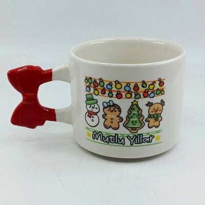 IŞIKLI KURABİYE ADAMLAR MUTLU YILLAR-KURDELE KUPA - KIRMIZI SAP - 1