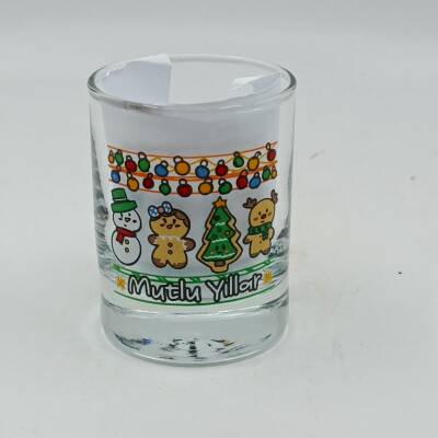 IŞIKLI KURABİYE ADAMLAR MUTLU YILLAR-SHOT BARDAĞI - ŞEFFAF - 1