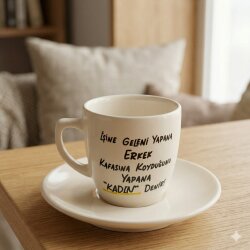 İŞİNE GELENİ YAPANA ERKEK -KLASİK TÜRK KAHVESİ FİNCANI - TRANSPARAN GÖVDE - 