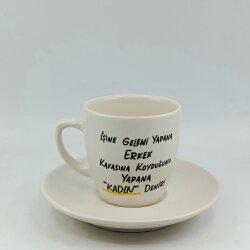 İŞİNE GELENİ YAPANA ERKEK -KLASİK TÜRK KAHVESİ FİNCANI - TRANSPARAN GÖVDE - 